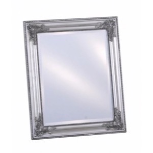 Sølv spejl facetslebet let barok 52x62cm - Se flere Sølvspejle
